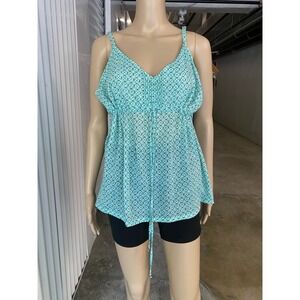 TOMMY BAHAMA Women's Tank Top Size L Blue Green Geometric Print Cotton
